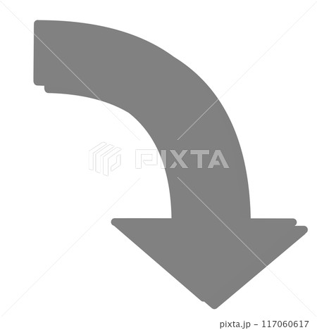 カーブする矢印2（グレー）（影あり） 117060617