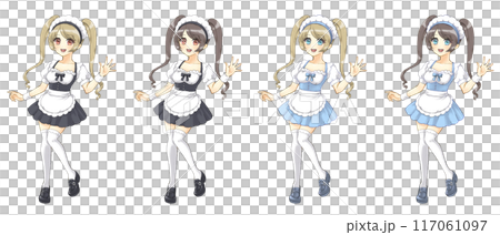 Moe anime style character portrait: Twin-tailed maid girl 117061097