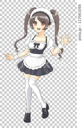 Moe anime style character portrait: Twin-tailed maid girl 117061098