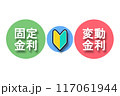 固定金利と変動金利と初心者マーク(不透明度70%) 117061944