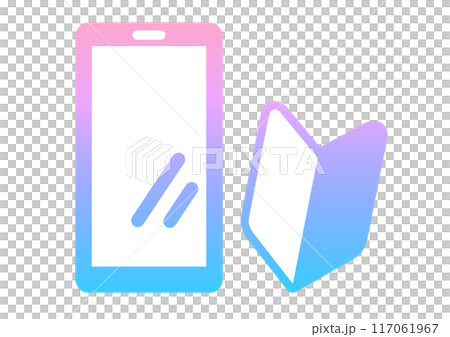 Pink and blue gradation | Smartphone and beginner mark Pink and blue gradation | Smartphone and beginner mark 117061967