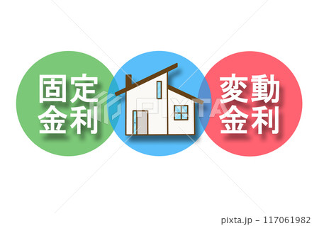 固定金利と変動金利と住宅(不透明度70%) 117061982