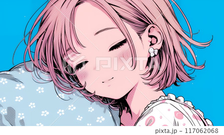 幸せそうな寝顔で眠っている若い女性