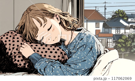 幸せそうな寝顔で眠っている若い女性