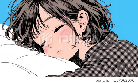 幸せそうな寝顔で眠っている若い女性