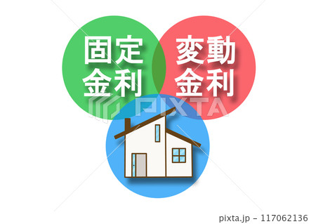 固定金利と変動金利と住宅(不透明度70%) 117062136