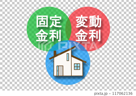 固定金利と変動金利と住宅(不透明度70%) 117062136