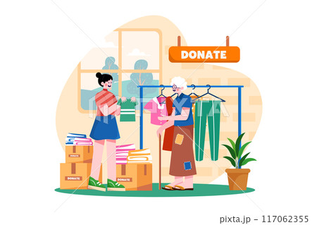 Volunteers donate clothes to the poor 117062355