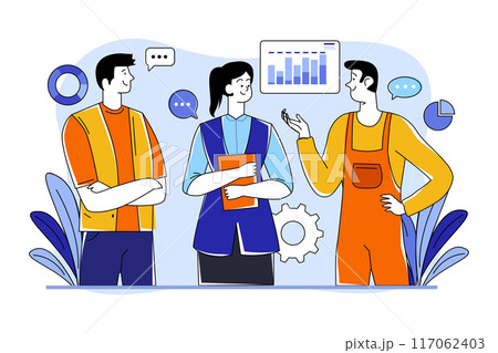 Workers are discussing their future project 117062403