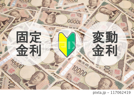 固定金利と変動金利と初心者マーク 117062419
