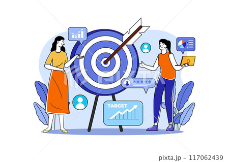 Target Audience Illustration concept. A flat illustration isolated on white background Target Audience Illustration concept. A flat illustration isolated on white background 117062439