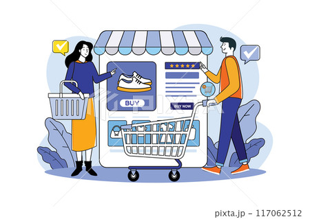 A guy and a girl are choosing a product 117062512