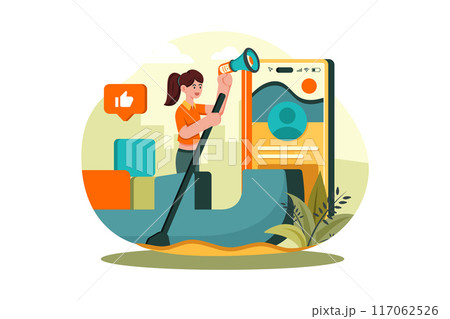 Social Media Marketing Illustration concept. A flat illustration isolated on white background 117062526