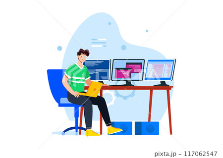 Man coder development programming computer Man coder development programming computer 117062547