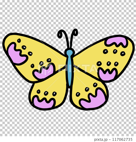 Hand drawn yellow butterfly with tulip flower pattern for animal, zoo, souvenir shop, cute patches, shirt print, brooch, plush toy, kid doll, spring, summer, nature, garden, backyard, pet, decoration Hand drawn yellow butterfly with tulip flower pattern for animal, zoo, souvenir shop, cute patches, shirt print, brooch, plush toy, kid doll, spring, summer, nature, garden, backyard, pet, decoration 117062735