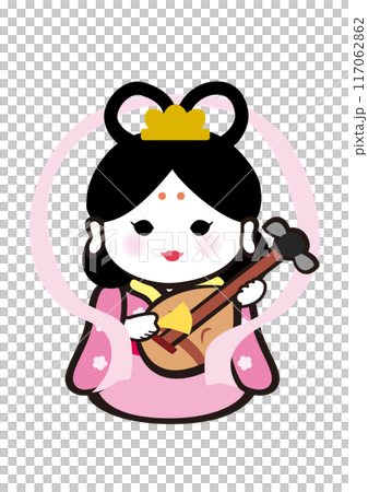 七福神之一弁財天的流行日式插畫 七福神之一弁財天的流行日式插畫 117062862