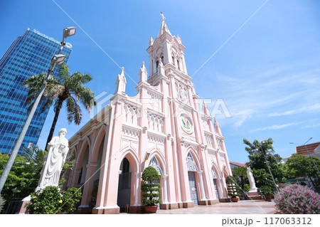 exterior of Da Nang Cathedral. the biggest church in da nang exterior of Da Nang Cathedral. the biggest church in da nang 117063312