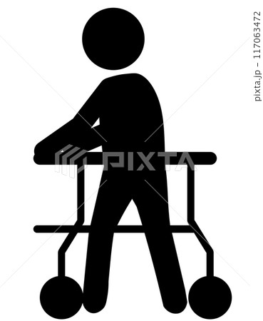 歩行器を押す人のピクトグラム 歩行器を押す人のピクトグラム 117063472