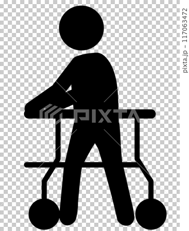 歩行器を押す人のピクトグラム 歩行器を押す人のピクトグラム 117063472
