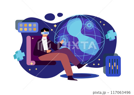 Metaverse Illustration concept. A flat illustration isolated on white background 117063496