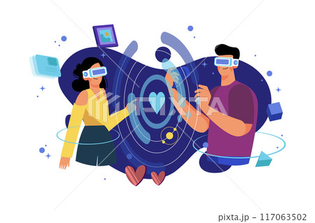 Metaverse Illustration concept. A flat illustration isolated on white background 117063502
