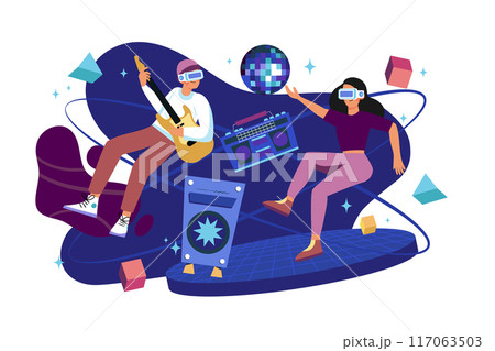 Metaverse Illustration concept. A flat illustration isolated on white background Metaverse Illustration concept. A flat illustration isolated on white background 117063503