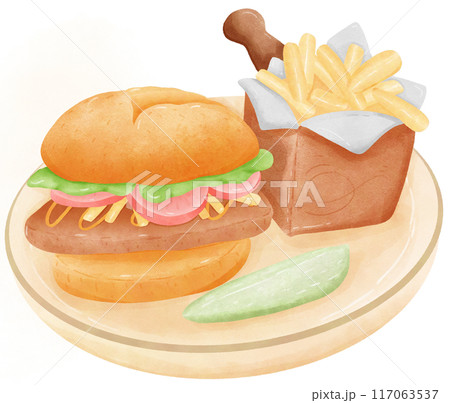 Burger and fries Burger and fries 117063537