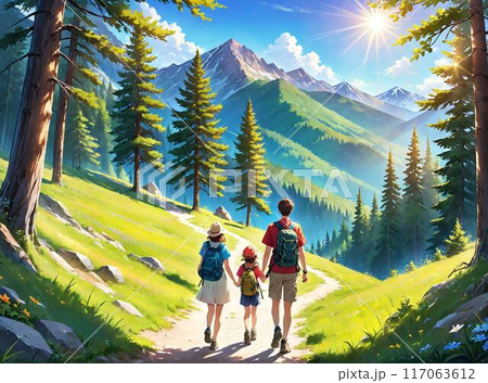 家族で登山 117063612