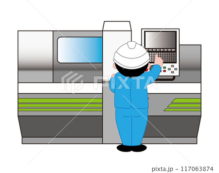 工場で作業する男性のベクターイラスト 117063874