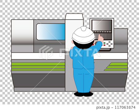 工場で作業する男性のベクターイラスト 117063874