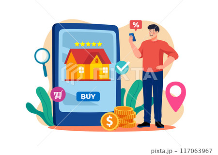 Man search property with mobile online. 117063967