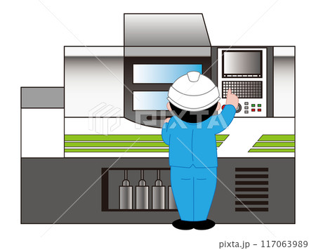 工場で作業する男性のベクターイラスト 117063989