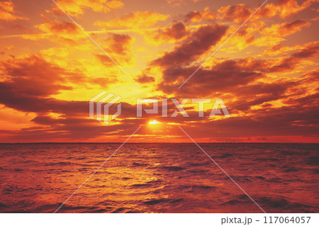 Seascape in the early morning. Sunrise over the sea Seascape in the early morning. Sunrise over the sea 117064057