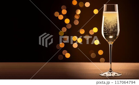 グラスに入ったシャンパン、コピースペース 117064794