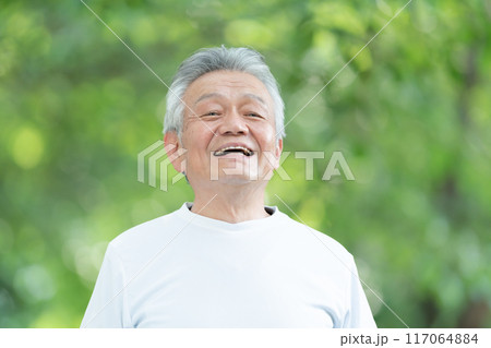 シニア男性　ポートレート　新緑 117064884