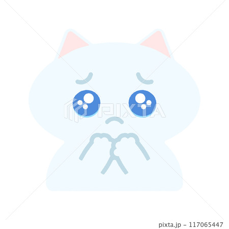 うるうるの涙目のかわいい猫 - ぴえんの絵文字のようなの表情の動物のデザイン素材 うるうるの涙目のかわいい猫 - ぴえんの絵文字のようなの表情の動物のデザイン素材 117065447