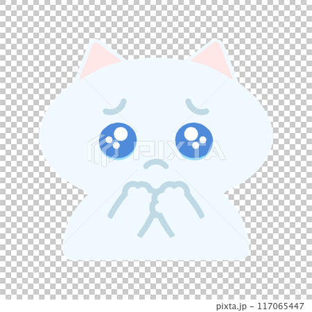 うるうるの涙目のかわいい猫 - ぴえんの絵文字のようなの表情の動物のデザイン素材 うるうるの涙目のかわいい猫 - ぴえんの絵文字のようなの表情の動物のデザイン素材 117065447