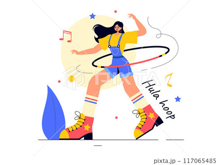 Hula Hoop Vector Illustration with People Exercising and Playing Hula Hoops, Engaged in Fitness Training Activities in a Flat Style Cartoon Background Hula Hoop Vector Illustration with People Exercising and Playing Hula Hoops, Engaged in Fitness Training Activities in a Flat Style Cartoon Background 117065485
