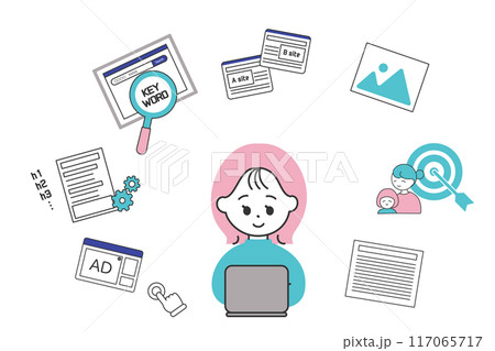 ブログを書いている女性のイメージ ブログを書いている女性のイメージ 117065717