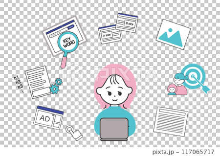 ブログを書いている女性のイメージ ブログを書いている女性のイメージ 117065717