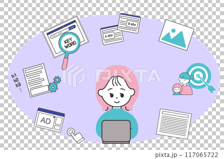 一位女士在部落格上工作的圖片 117065722