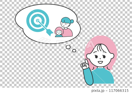 一名婦女想像目標的插圖 117066315