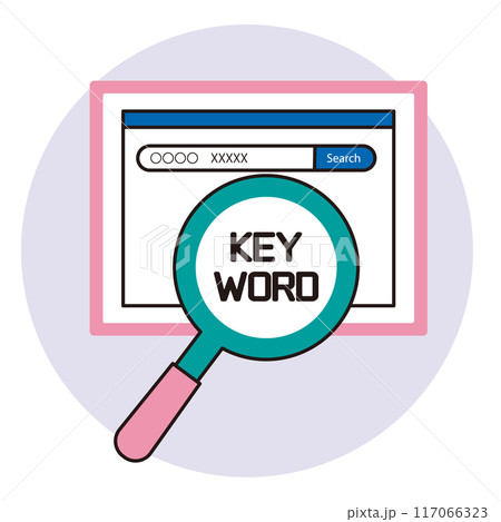 キーワード選定　アイコン　イラスト　虫眼鏡　丸 117066323