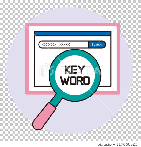 キーワード選定　アイコン　イラスト　虫眼鏡　丸 117066323