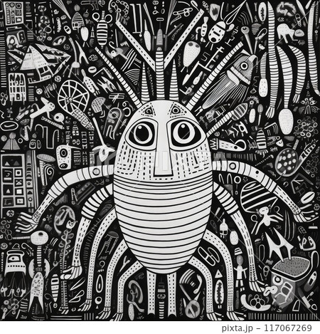 Cartoon hand drawn doodles of insect. Cartoon hand drawn doodles of insect. 117067269