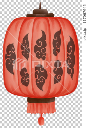 Red square paper lantern with cloud pattern Red square paper lantern with cloud pattern 117067646
