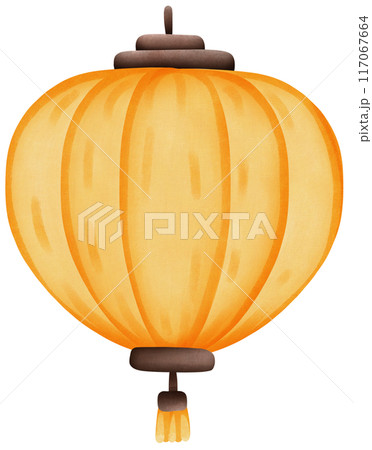 Yellow round paper lantern Yellow round paper lantern 117067664