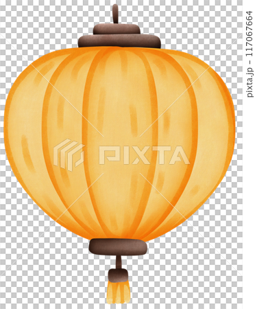 Yellow round paper lantern Yellow round paper lantern 117067664