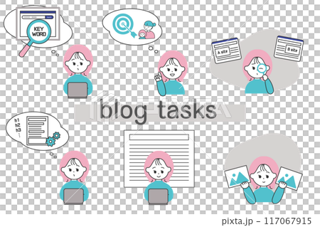 ブログ　WEBライター　ブロガー　作業　イラスト 117067915