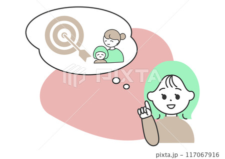 ターゲットをイメージしている女性のイラスト 背景あり ターゲットをイメージしている女性のイラスト 背景あり 117067916